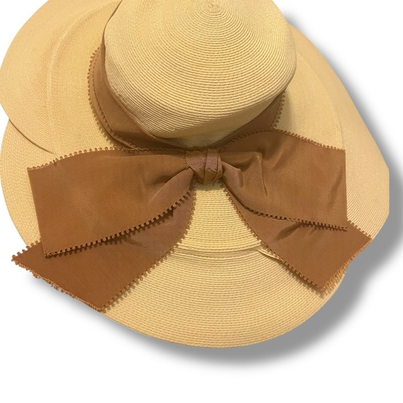 Vintage Stix, Baer & Fuller French Room Wide Brim Raffia Straw Hat